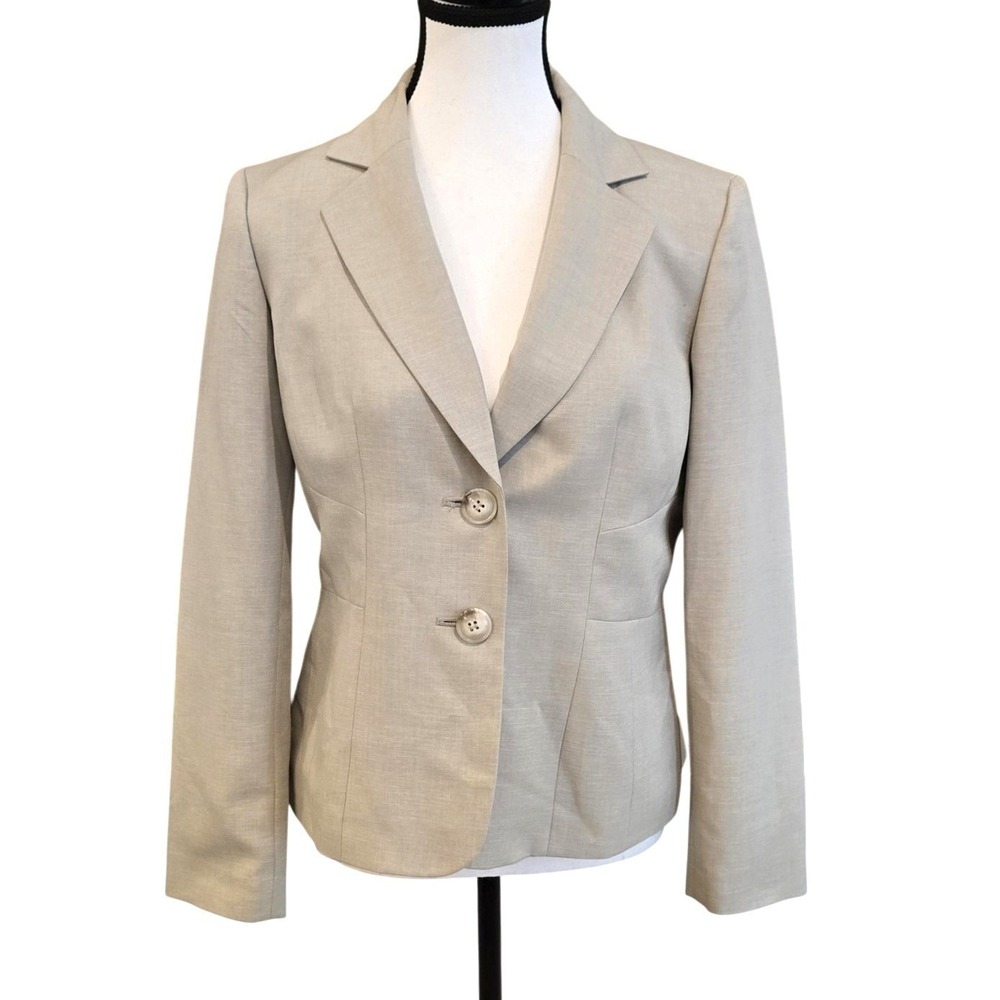 Le Suit Separates Beige Blazer Jacket 6P Petite 2-Button Career Washable - Picture 2 of 9
